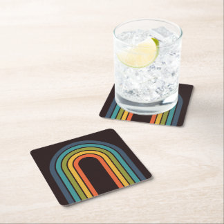 Dessous-de-verre Carré En Papier les années 70 Orange Brown Motif Personnalisé Cuis