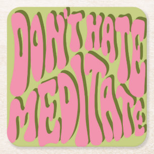 Dessous-de-verre Carré En Papier les années 70 Retro : 'Meditate' Motivational Post