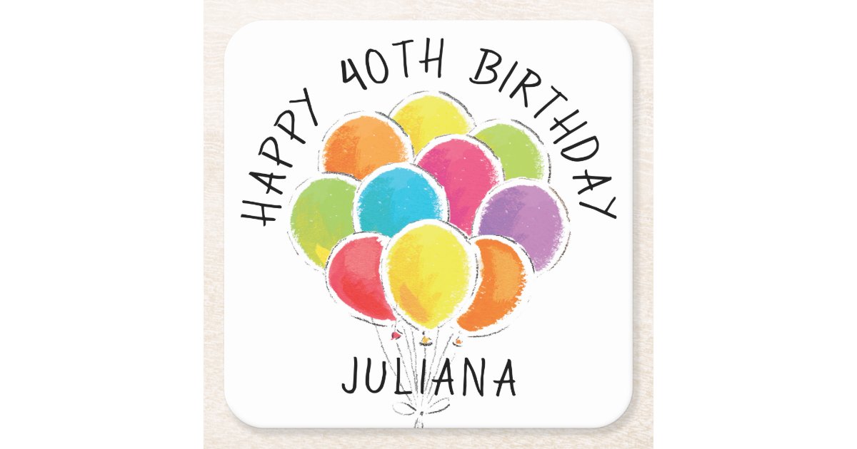 Dessous De Verre Carre En Papier Les Ballons Colores De Joyeux Anniversaire Zazzle Fr