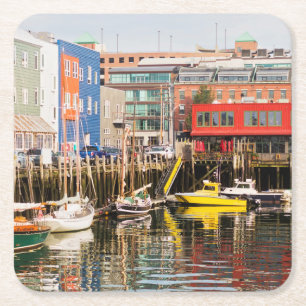 Dessous-de-verre Carré En Papier Les bateaux ont amarré Portland, Maine