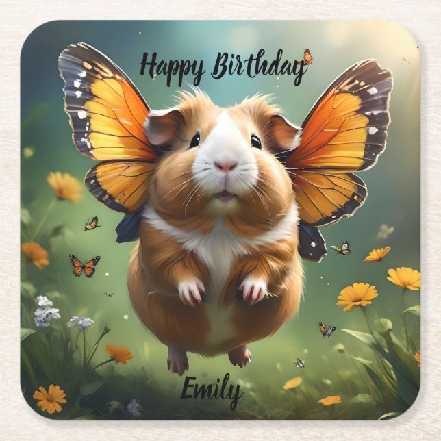 Dessous-de-verre Carré En Papier "Les batteuses : Le Cochon De Guinée prend son env (Devant)