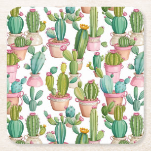 Dessous-de-verre Carré En Papier Les cactus lumineux et amusants
