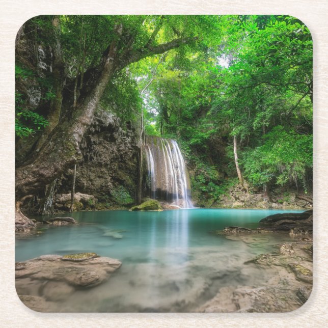 Dessous-de-verre Carré En Papier Les cascades | Kanchanaburi, Thaïlande (Devant)