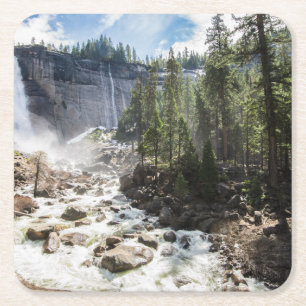 Dessous-de-verre Carré En Papier Les cascades Nevada Fall, Yosemite, CA