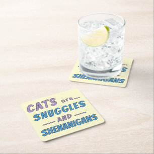 Dessous-de-verre Carré En Papier Les chats sont des câlins et des espiègleries