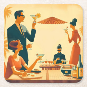 Dessous-de-verre Carré En Papier Les critiques de cocktail Martini du milieu du siè