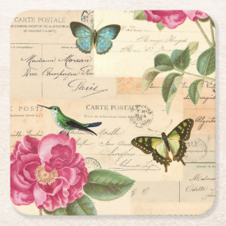Dessous-de-verre Carré En Papier Les dessous de verre vintages Girly avec l'oiseau,