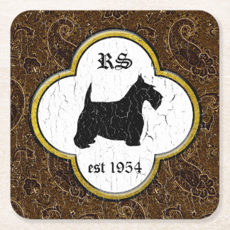 Dessous-de-verre Carré En Papier Les écossais Terrier Paisley vintage