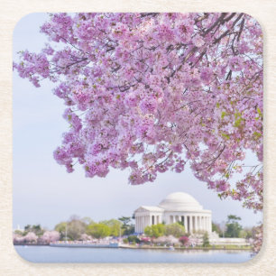 Dessous-de-verre Carré En Papier Les Etats-Unis, Washington DC, cerisier en fleur
