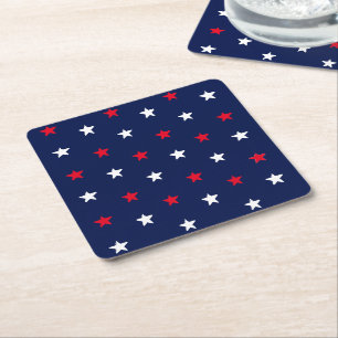 Dessous-de-verre Carré En Papier Les étoiles bleues de la marine rouge patriotique