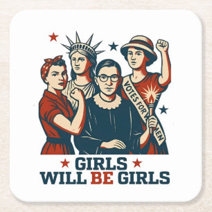 Dessous-de-verre Carré En Papier Les Filles Seront Des Filles Féministes Empower Fe