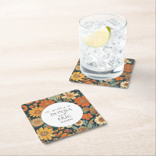 Dessous-de-verre Carré En Papier Les fleurs du coucher de soleil : Mariage orange d