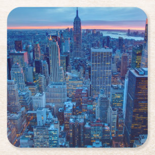 Dessous-de-verre Carré En Papier Les gratte-ciel de Manhattan sont allumés