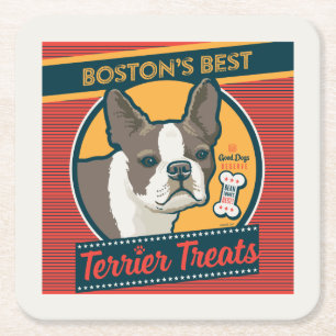 Dessous-de-verre Carré En Papier Les meilleurs soins Terrier de Boston