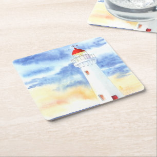 Dessous-de-verre Carré En Papier Les montagnes du phare nautique