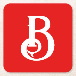 Dessous-de-verre Carré En Papier LETTRE INITIALE MONOMOBILE ROUGE BLANC Classique