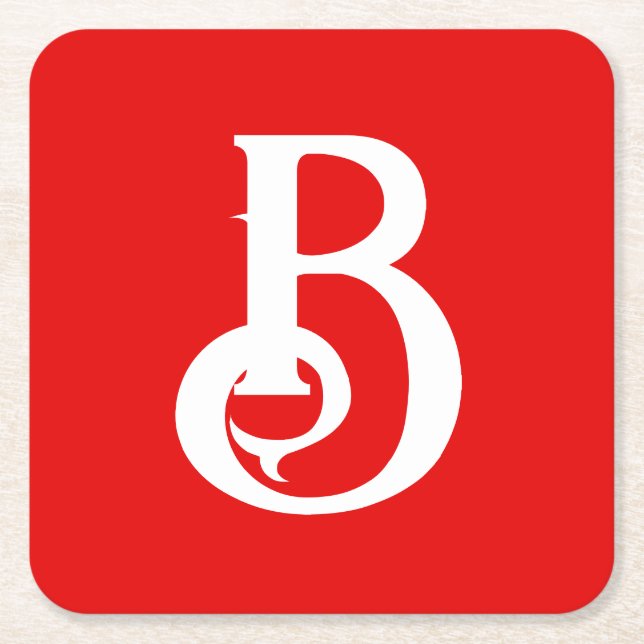 Dessous-de-verre Carré En Papier LETTRE INITIALE MONOMOBILE ROUGE BLANC Classique (Devant)