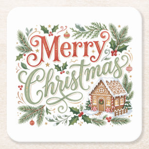 Dessous-de-verre Carré En Papier Lettre traditionnelle à la main pour Noël Gingerbr