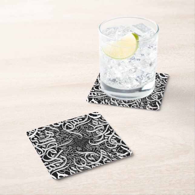 Dessous-de-verre Carré En Papier lettres arabes (En situation)