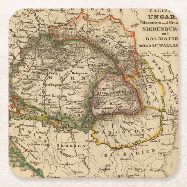 Dessous-de-verre Carré En Papier L'Europe de l'Est (Devant)