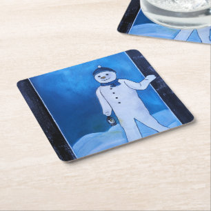 Dessous-de-verre Carré En Papier L'évasion du bonhomme de neige Peinture d'Alfred F