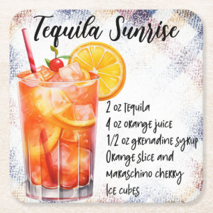 Dessous-de-verre Carré En Papier Lever de soleil au tequila
