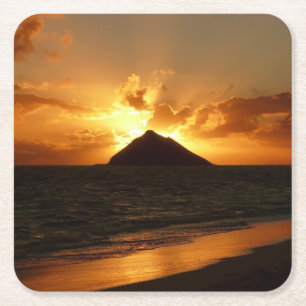Dessous-de-verre Carré En Papier Lever de soleil d'Hawaï aux dessous de verre de