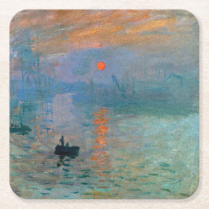 Dessous-de-verre Carré En Papier Lever de soleil d'impression par Claude Monet