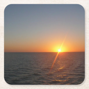 Dessous-de-verre Carré En Papier Lever du soleil à Sea III Océan Horizon