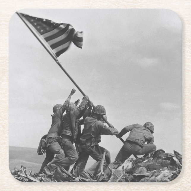 Dessous-de-verre Carré En Papier lever le drapeau sur Iwo Jima (Devant)