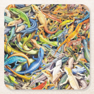 Dessous-de-verre Carré En Papier lézard forestier