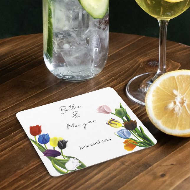 Dessous-de-verre Carré En Papier LGBTQ plus Fleurs tulipes (Créateur téléchargé)