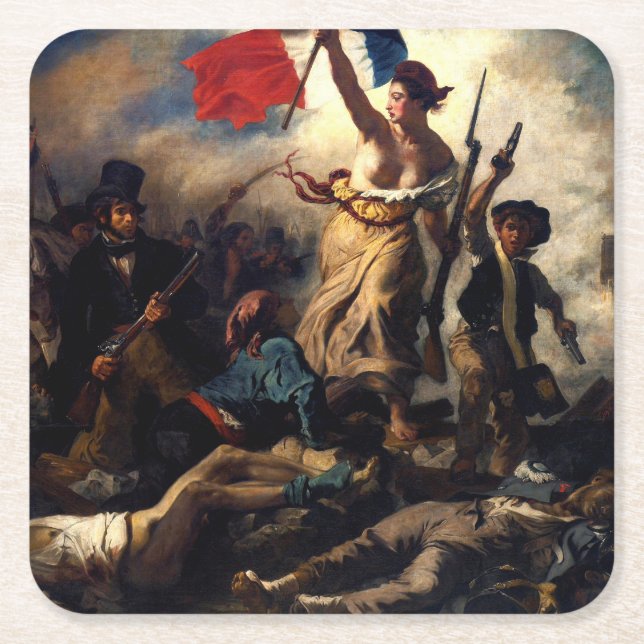 Dessous-de-verre Carré En Papier Liberté à la tête du peuple, Eugene Delacroix (Devant)