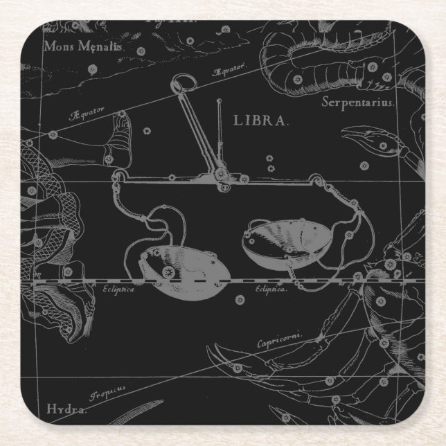 Dessous-de-verre Carré En Papier Libra Constellation Hevelius vers 1690 (Devant)