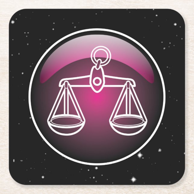 Dessous-de-verre Carré En Papier Libra Zodiac pourpre (Devant)