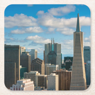 Dessous-de-verre Carré En Papier Ligne aérienne du Financial District de San Franci