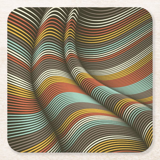 Dessous-de-verre Carré En Papier Lignes Flex Décoratives Courbées Inhabituelles (Devant)