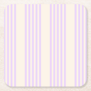Dessous-de-verre Carré En Papier Lilac violet et beige cinq bandes motif