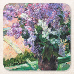 Dessous-de-verre Carré En Papier Lilacs dans une fenêtre, Mary Cassatt