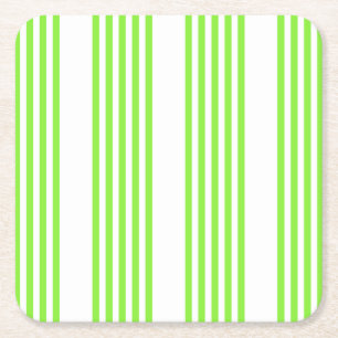 Dessous-de-verre Carré En Papier Lime vert et blanc cinq bandes motif