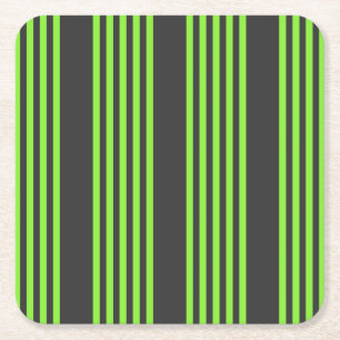 Dessous-de-verre Carré En Papier Lime vert et charbon de bois cinq bandes motif