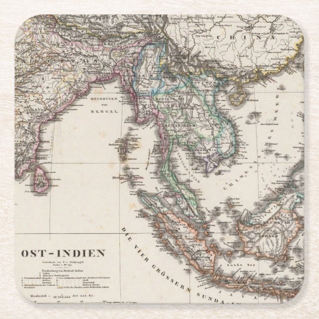 Dessous-de-verre Carré En Papier L'Inde est (Devant)