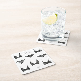 Dessous-de-verre Carré En Papier Lingerie Fête des mariées Bachelorette Motif