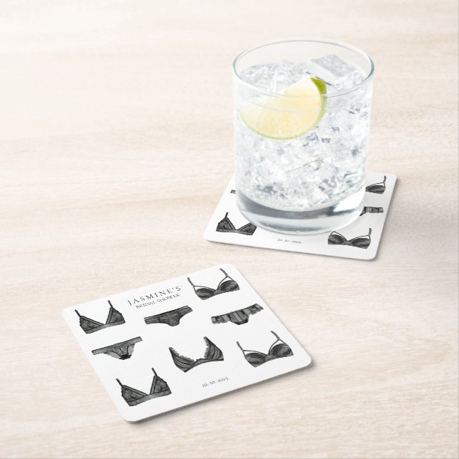 Dessous-de-verre Carré En Papier Lingerie Fête des mariées Bachelorette Motif (En situation)