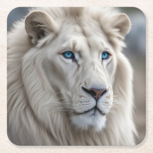 Dessous-de-verre Carré En Papier Lion blanc