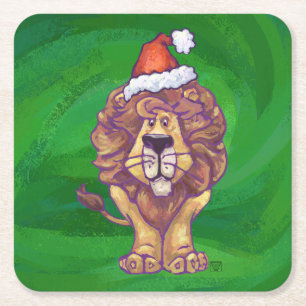Dessous-de-verre Carré En Papier Lion Christmas on Green
