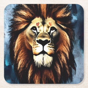 Dessous-de-verre Carré En Papier Lion d'Afrique sauvage d'Artsy