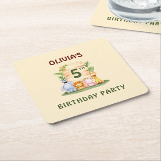 Dessous-de-verre Carré En Papier Lion de Savannah hippo zèbre éléphant