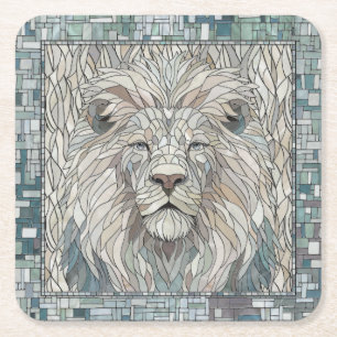 Dessous-de-verre Carré En Papier Lion Portrait Mosaic Art