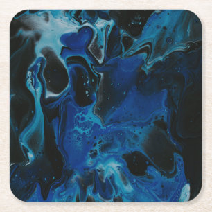 Dessous-de-verre Carré En Papier Liquide psychédélique bleu foncé